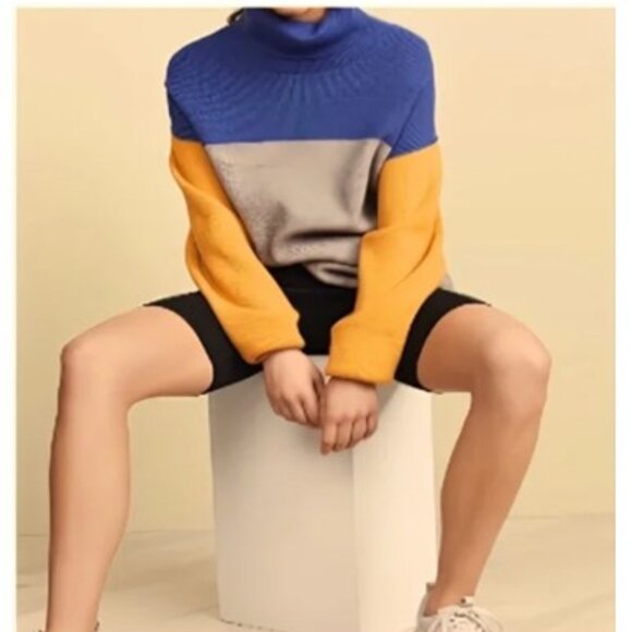 NWT-Free People Softly Structured Color Block Sweater - M - Picture 2 of 13